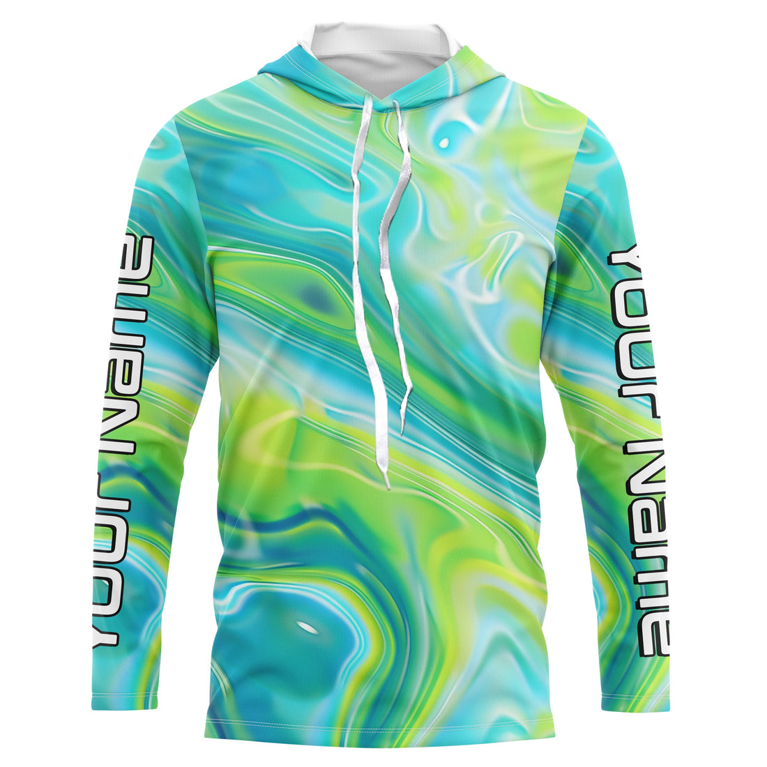 Blue And Green Water Ripple Camo Custom Uv Protection Long Sleeve Performance Fishing