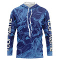 Water Pattern Camo Custom Long Sleeve Performance Fishing, Blue Camo Fishing