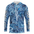 Turquoise Blue Camo Custom Long Sleeve Performance Fishing, Blue Camouflage Fishing