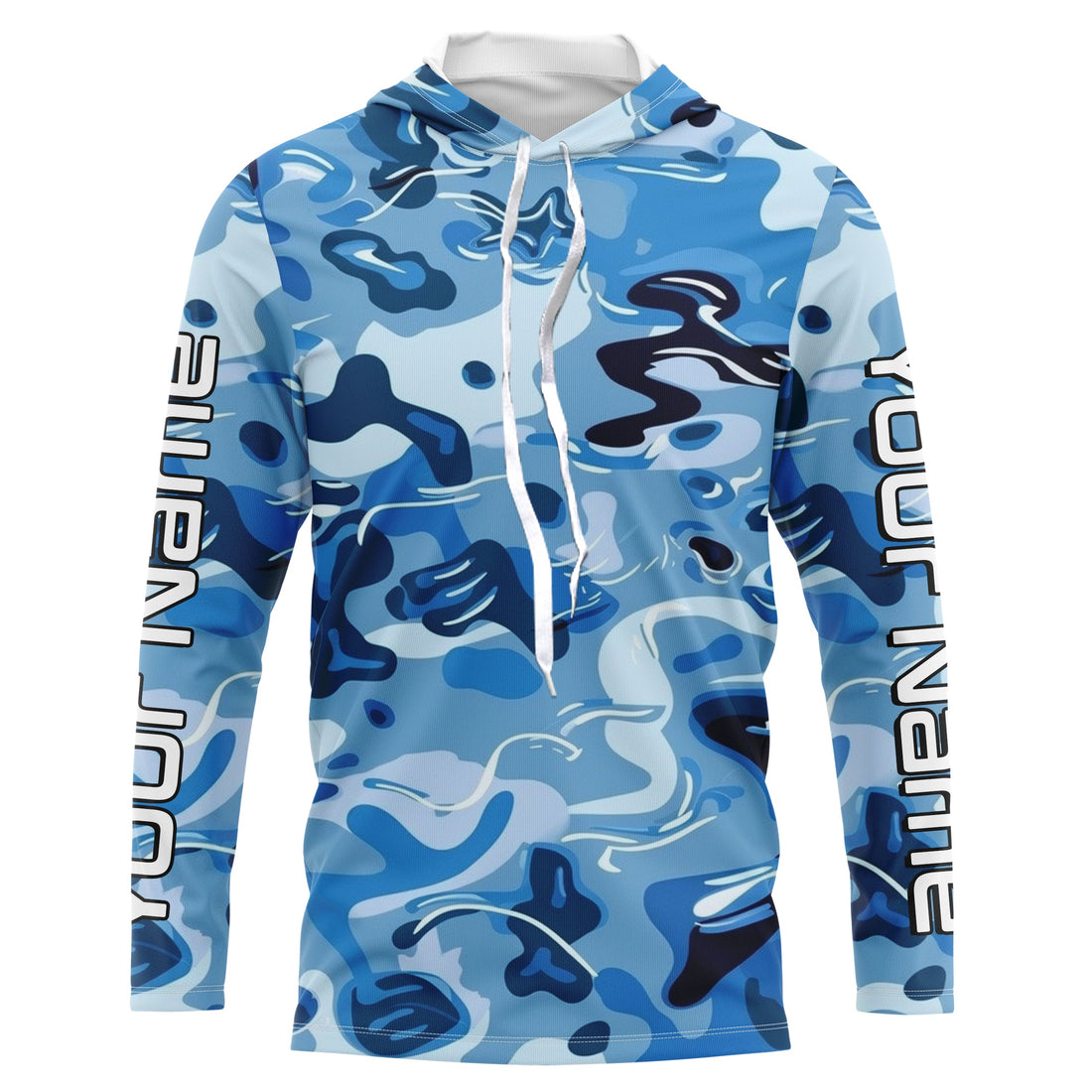 Blue Water Camo Custom Long Sleeve Performance Fishing, Sun Protection Fishing
