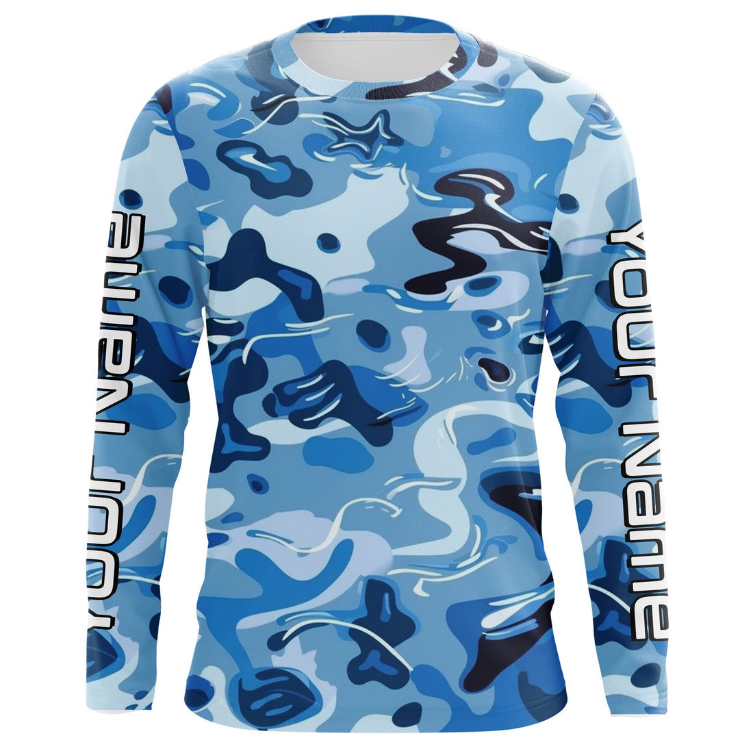 Blue Water Camo Custom Long Sleeve Performance Fishing, Sun Protection Fishing