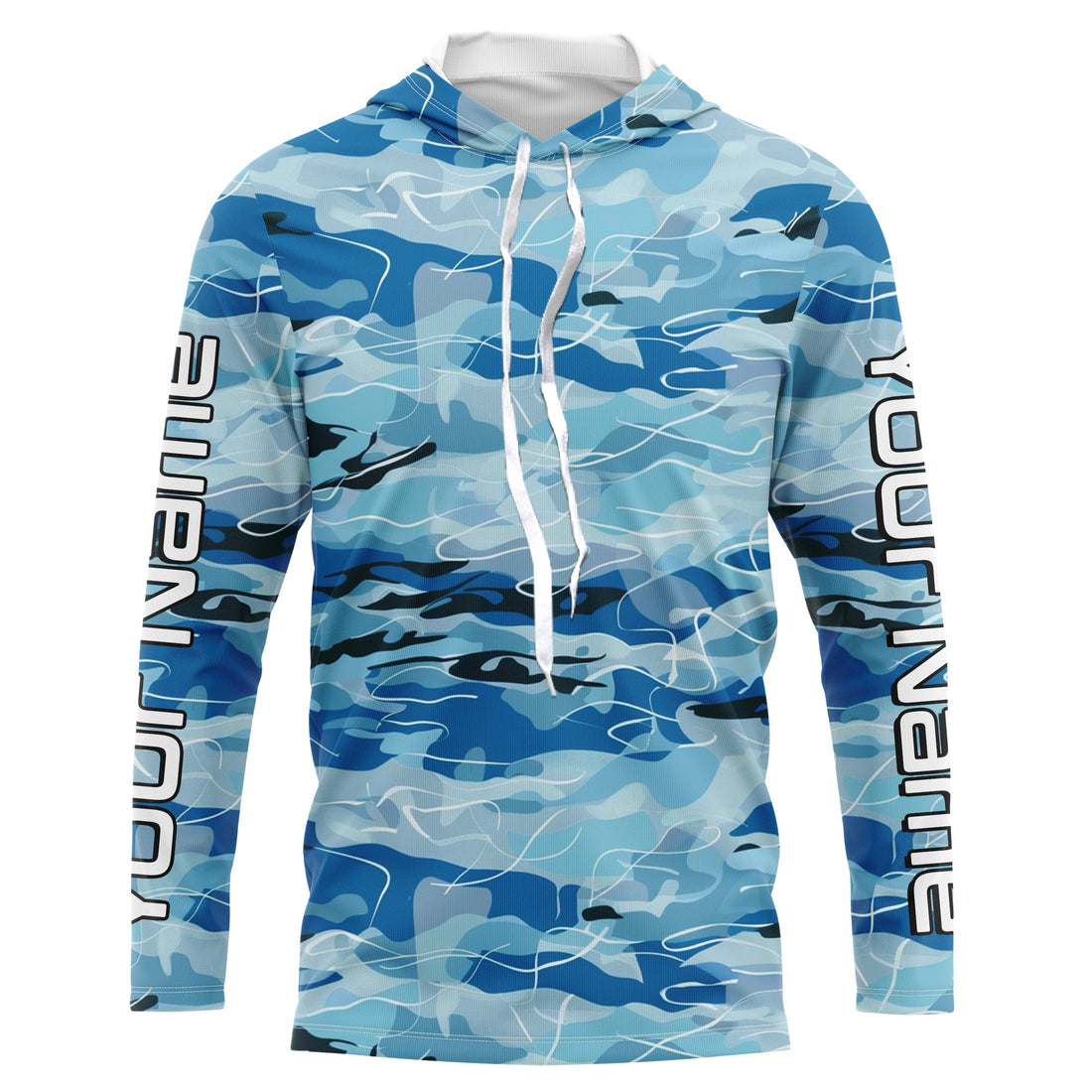 Blue Water Camo Custom Long Sleeve Performance Fishing, Sun Protection Fishing