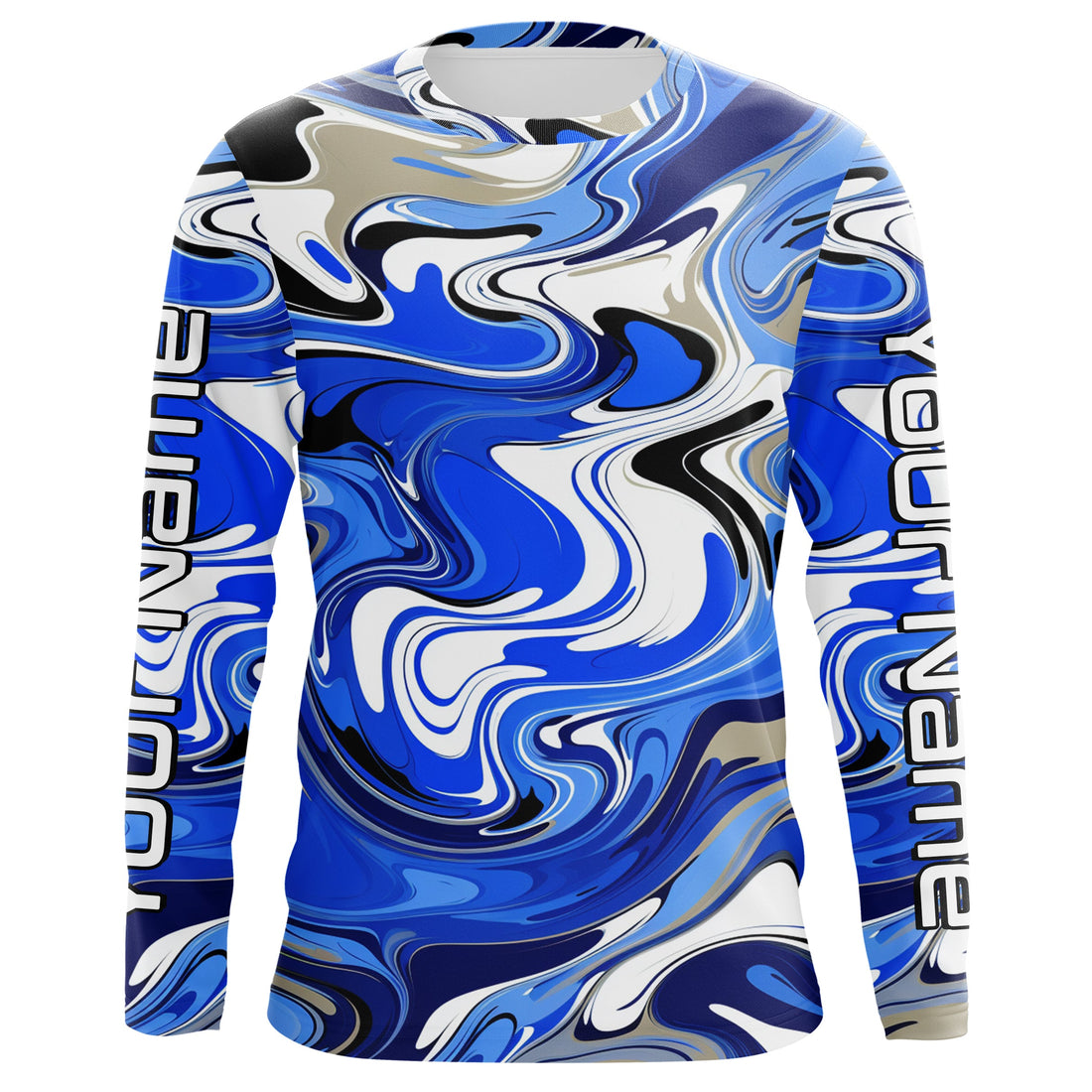 Blue Water Camo Custom Long Sleeve Performance Fishing, Sun Protection Fishing