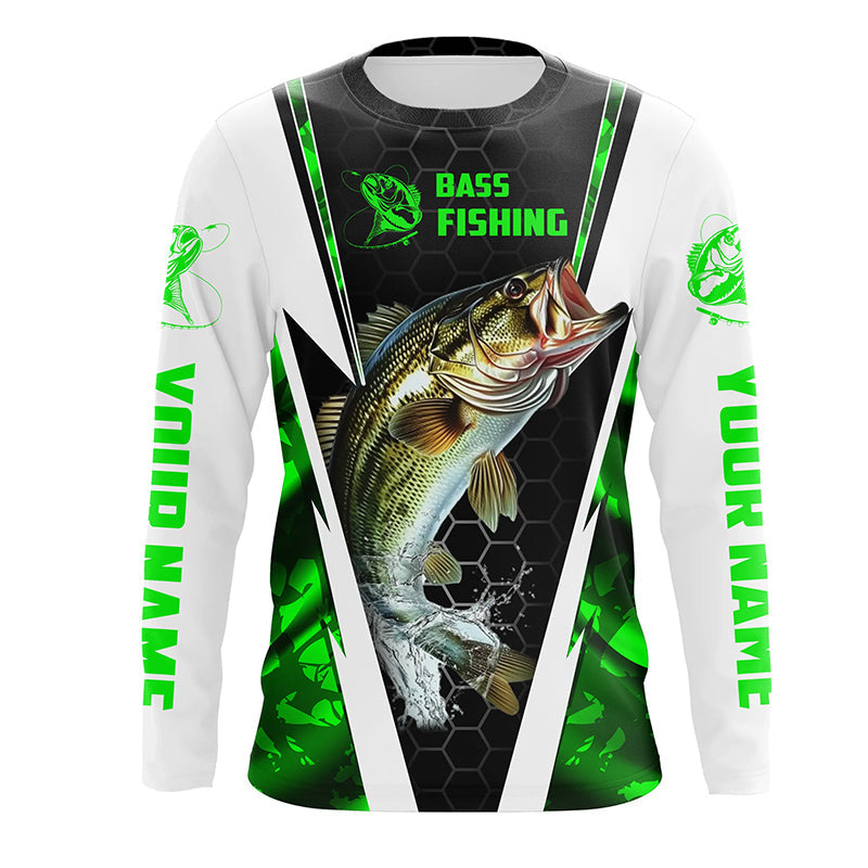 Personalized Bass Fishing Sport, Bass Fishing Long Sleeve Tournament | Green Camo