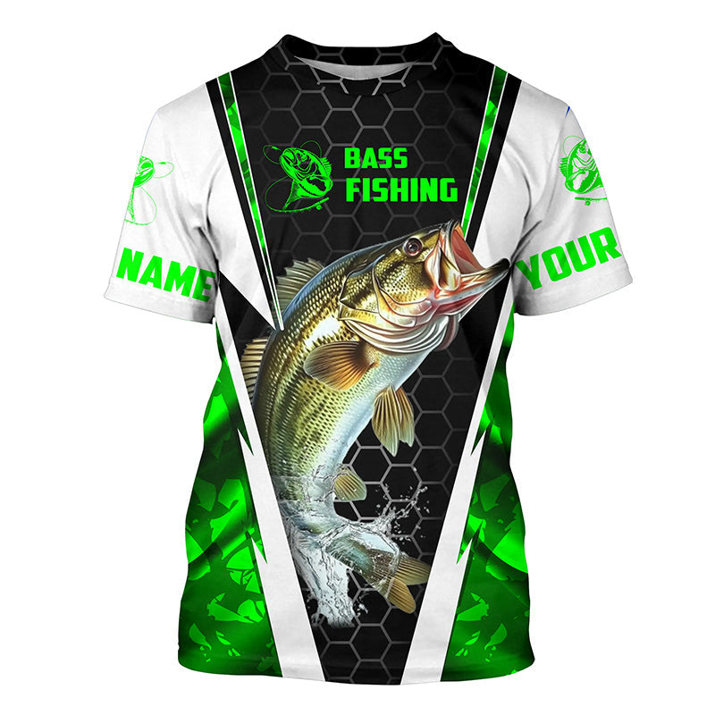 Personalized Bass Fishing Sport, Bass Fishing Long Sleeve Tournament | Green Camo