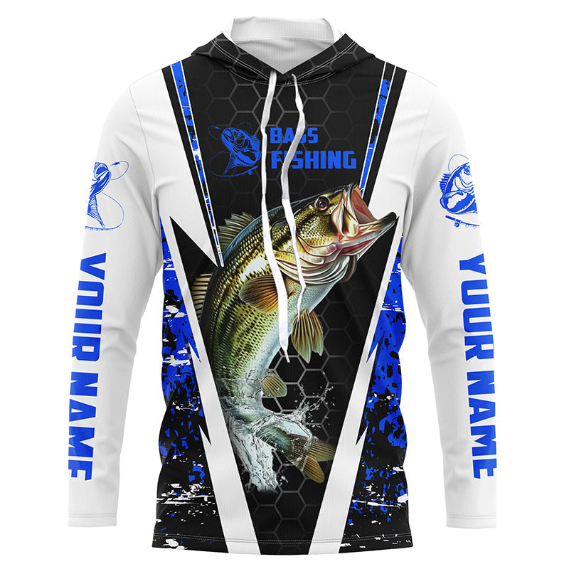 Personalized Bass Fishing Sport, Bass Fishing Long Sleeve Tournament | Blue Camo