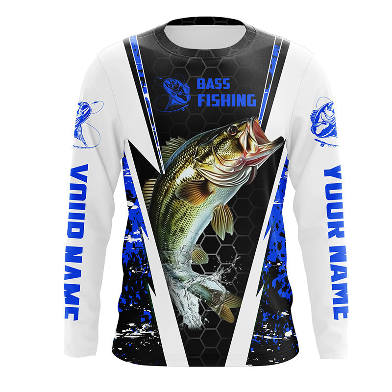 Personalized Bass Fishing Sport, Bass Fishing Long Sleeve Tournament | Blue Camo