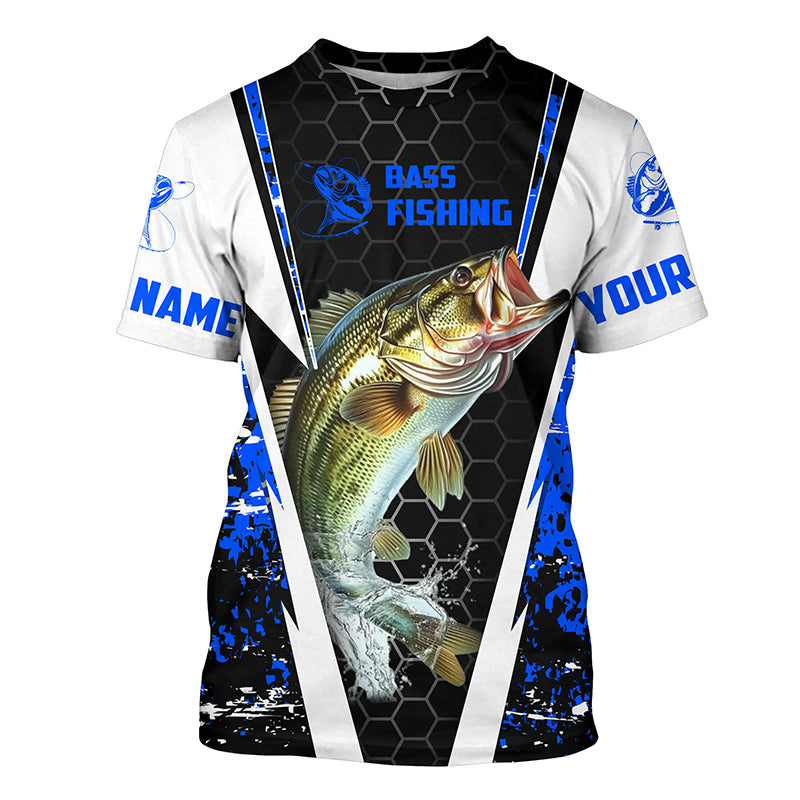 Personalized Bass Fishing Sport, Bass Fishing Long Sleeve Tournament | Blue Camo