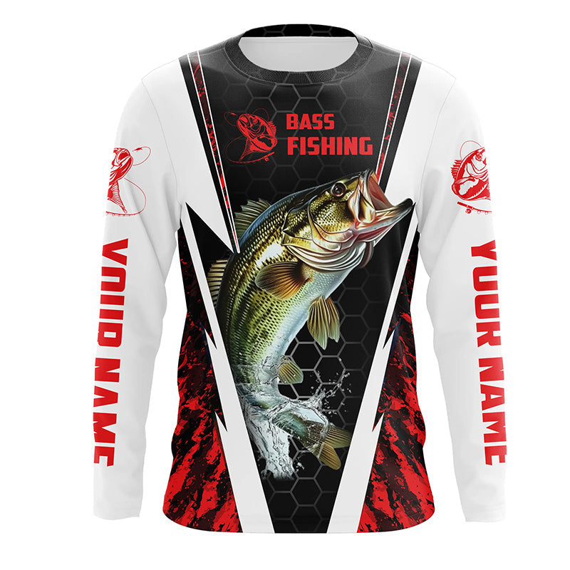 Personalized Bass Fishing Sport, Bass Fishing Long Sleeve Tournament | Red Camo