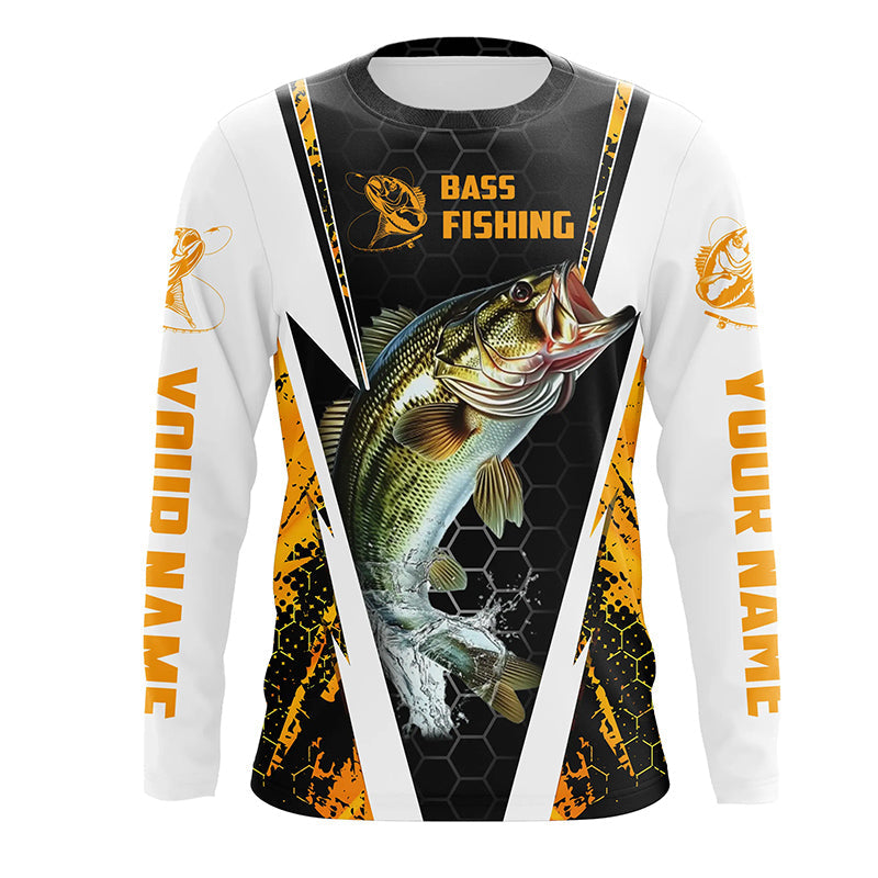 Personalized Bass Fishing Sport, Bass Fishing Long Sleeve Tournament | Yellow Camo