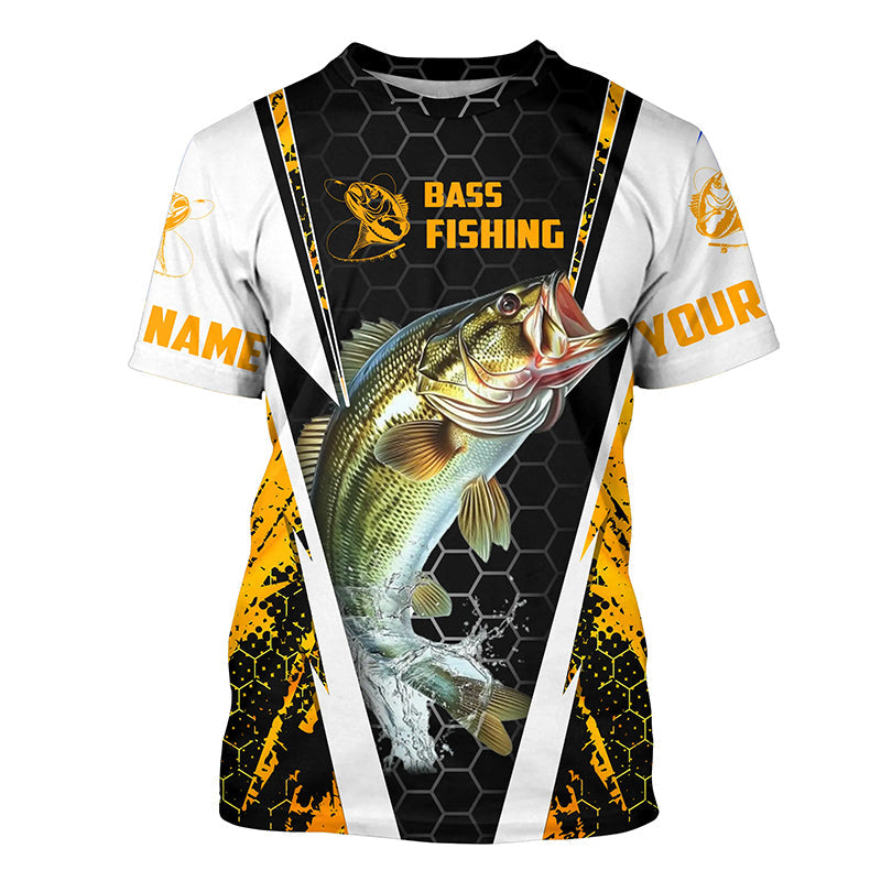 Personalized Bass Fishing Sport, Bass Fishing Long Sleeve Tournament | Yellow Camo