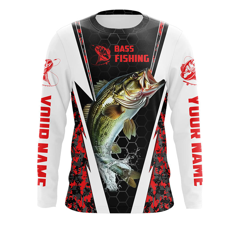 Personalized Bass Fishing Sport, Bass Fishing Long Sleeve Tournament | Red Camo