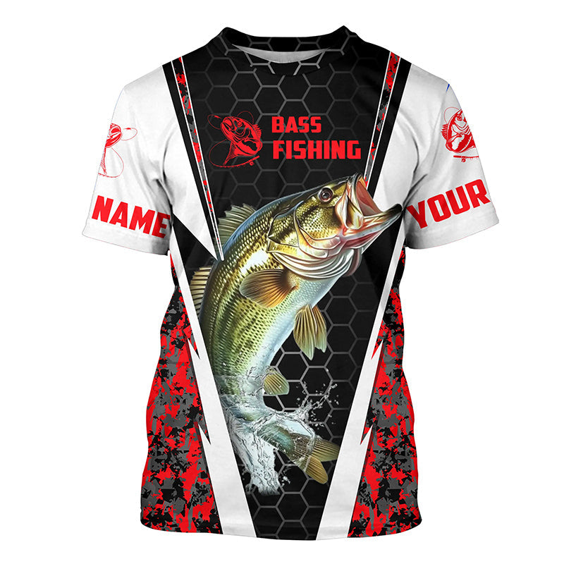 Personalized Bass Fishing Sport, Bass Fishing Long Sleeve Tournament | Red Camo