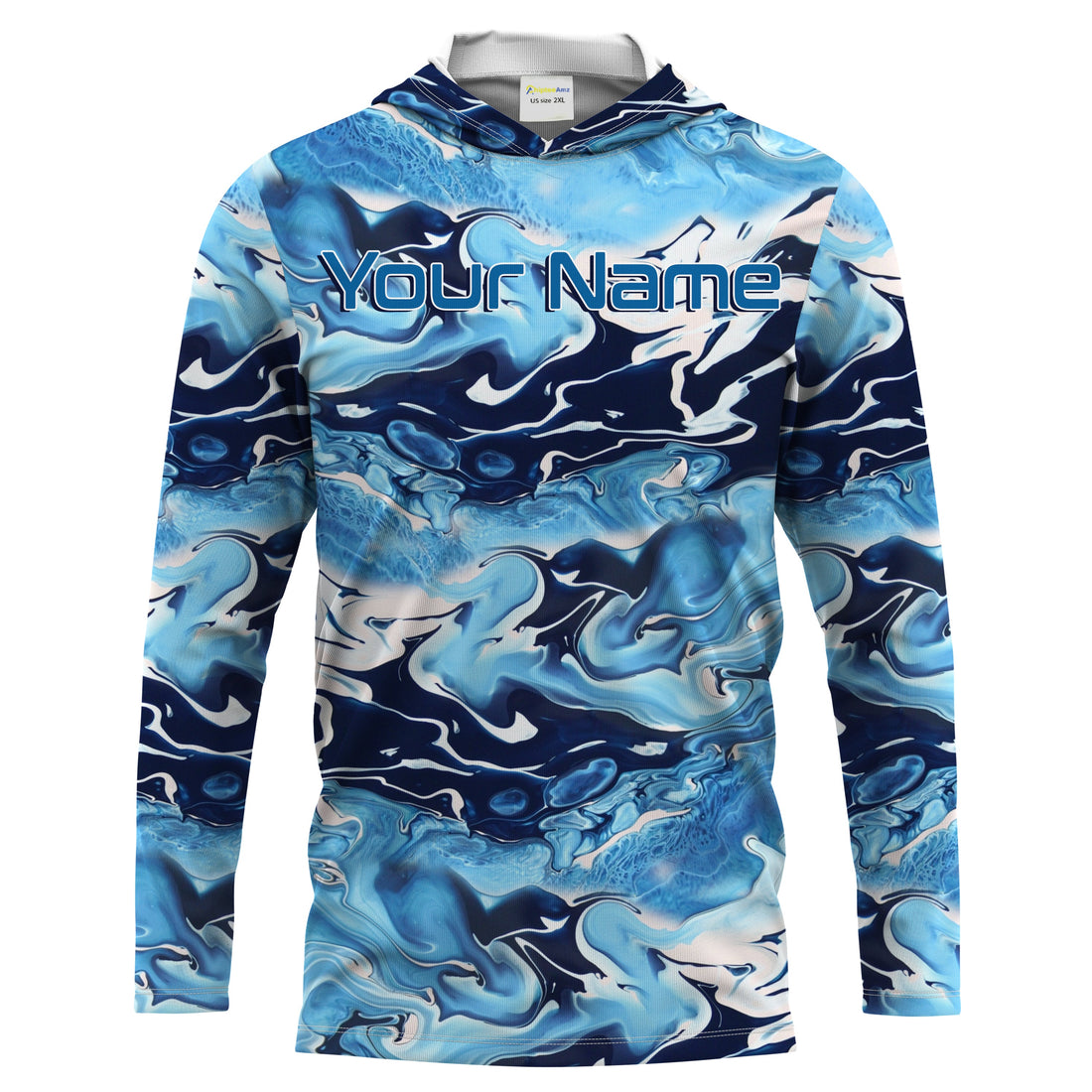 Sea wave camo Fishing Custom UV Long Sleeve Fishing, Saltwater Fishing - IPHW876