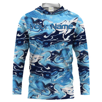 Sea wave camo Fishing Custom UV Long Sleeve Fishing, Saltwater Fishing - IPHW876