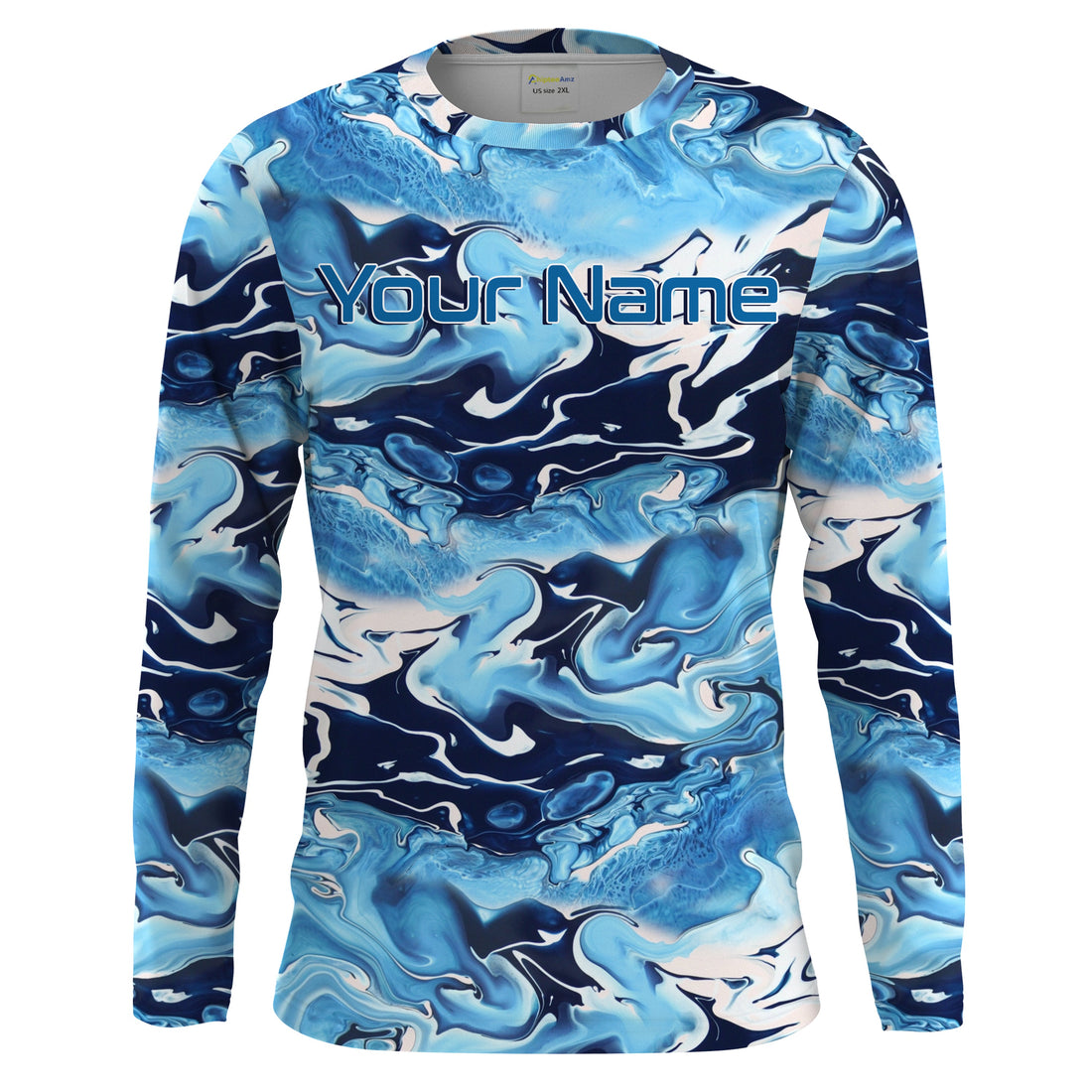 Sea wave camo Fishing Custom UV Long Sleeve Fishing, Saltwater Fishing - IPHW876