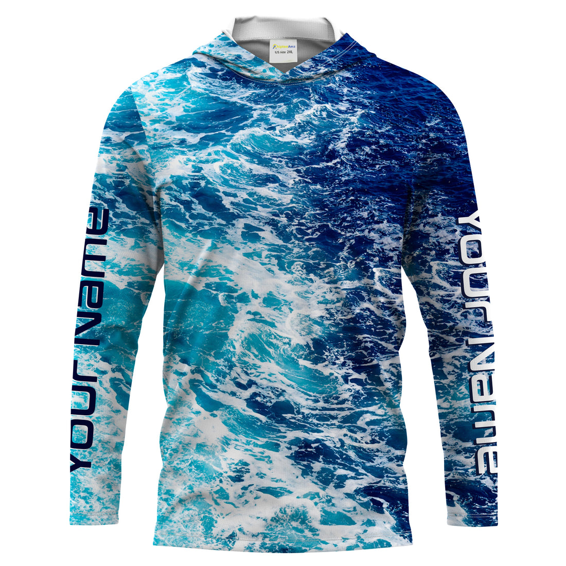 Custom Saltwater Long sleeve Fishing UV Protection, Sea wave camo Fishing - IPHW878