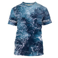 Custom Saltwater Long sleeve Fishing UV Protection, Sea wave camo Fishing - IPHW879