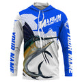 Marlin hunter Fishing, Custom Angry Marlin Long sleeve performance Fishing |blue