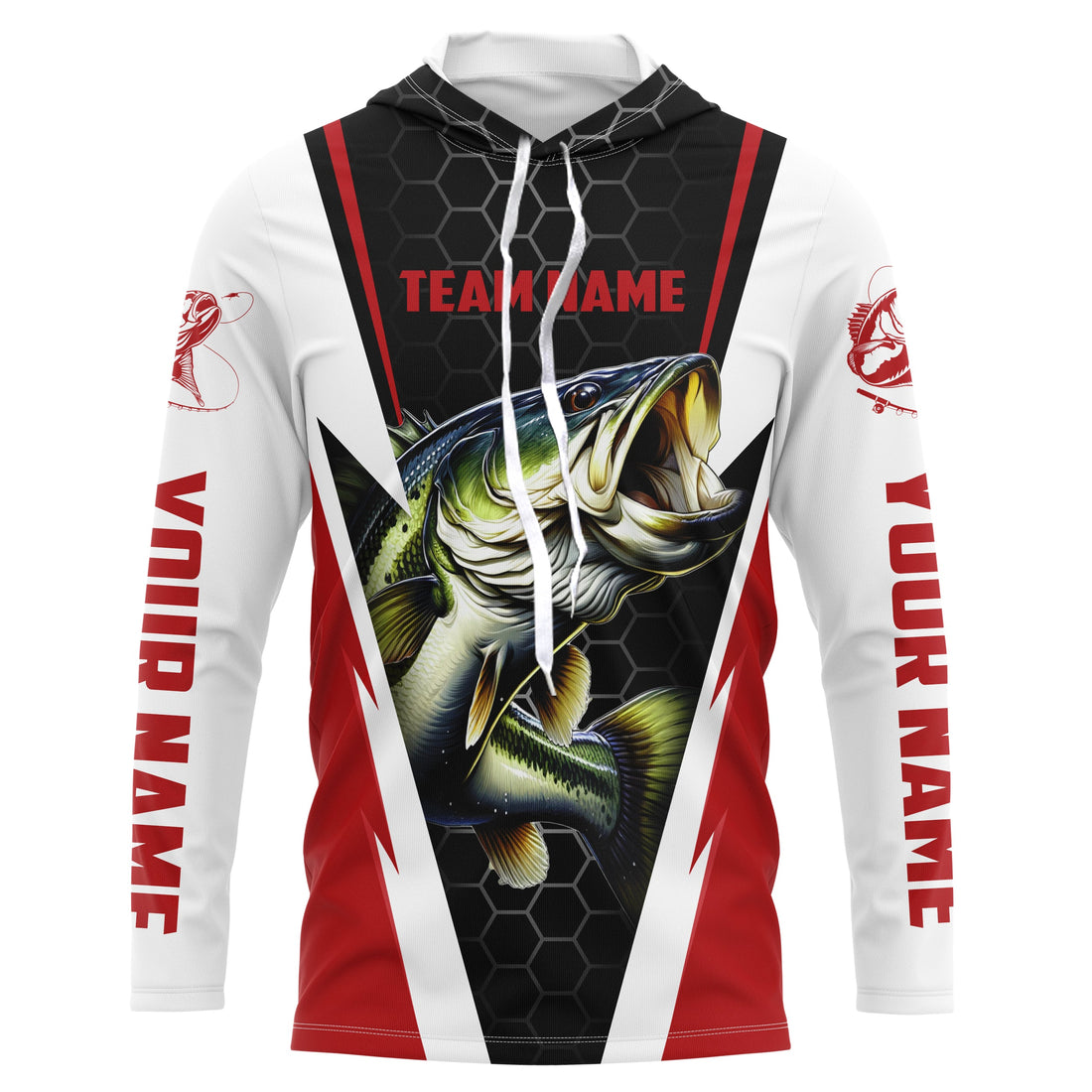 Custom Bass Fishing for Fishing team, Largemouth Bass Long sleeve Fishing | red