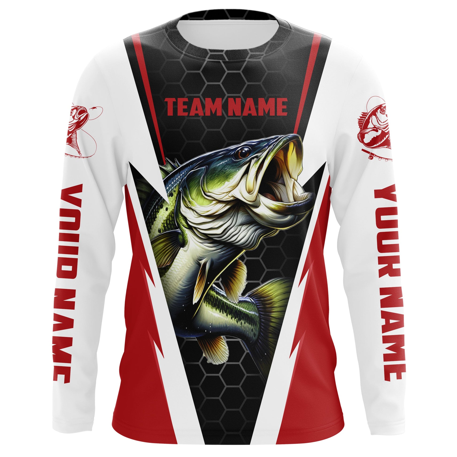 Custom Bass Fishing for Fishing team, Largemouth Bass Long sleeve Fishing | red