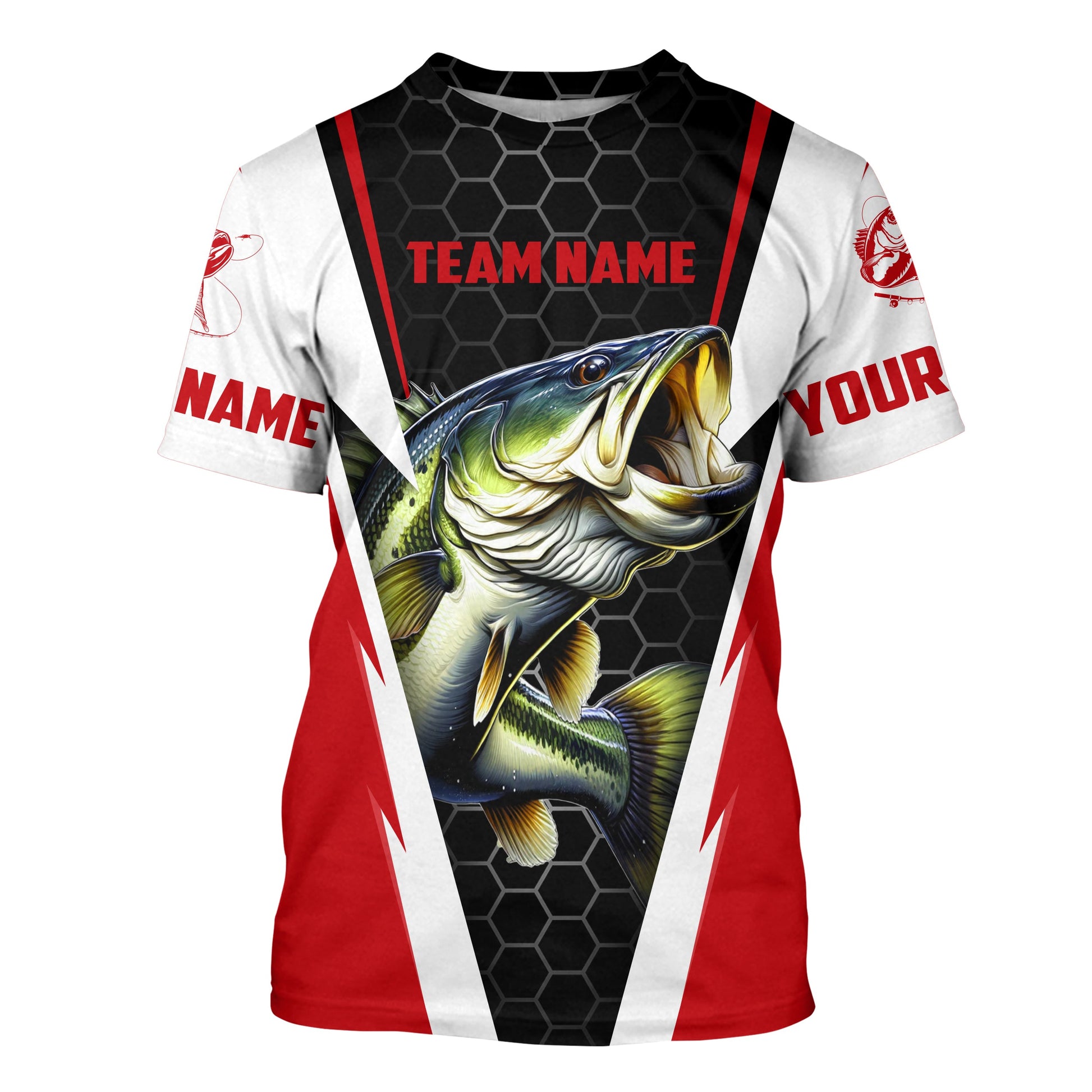 Custom Bass Fishing for Fishing team, Largemouth Bass Long sleeve Fishing | red
