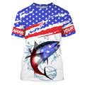 Personalized Tuna American Flag Uv Protection Fishing, Tuna Saltwater Fishing