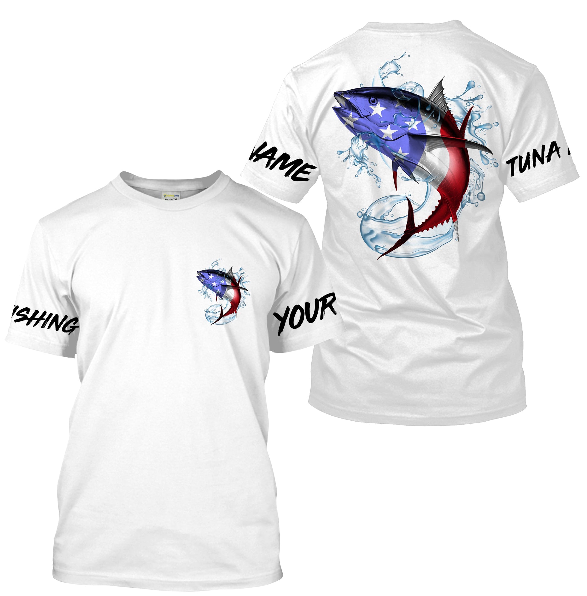 Tuna Fishing American Flag Custom performance Long Sleeve Fishing, Patriotic Fishing gifts