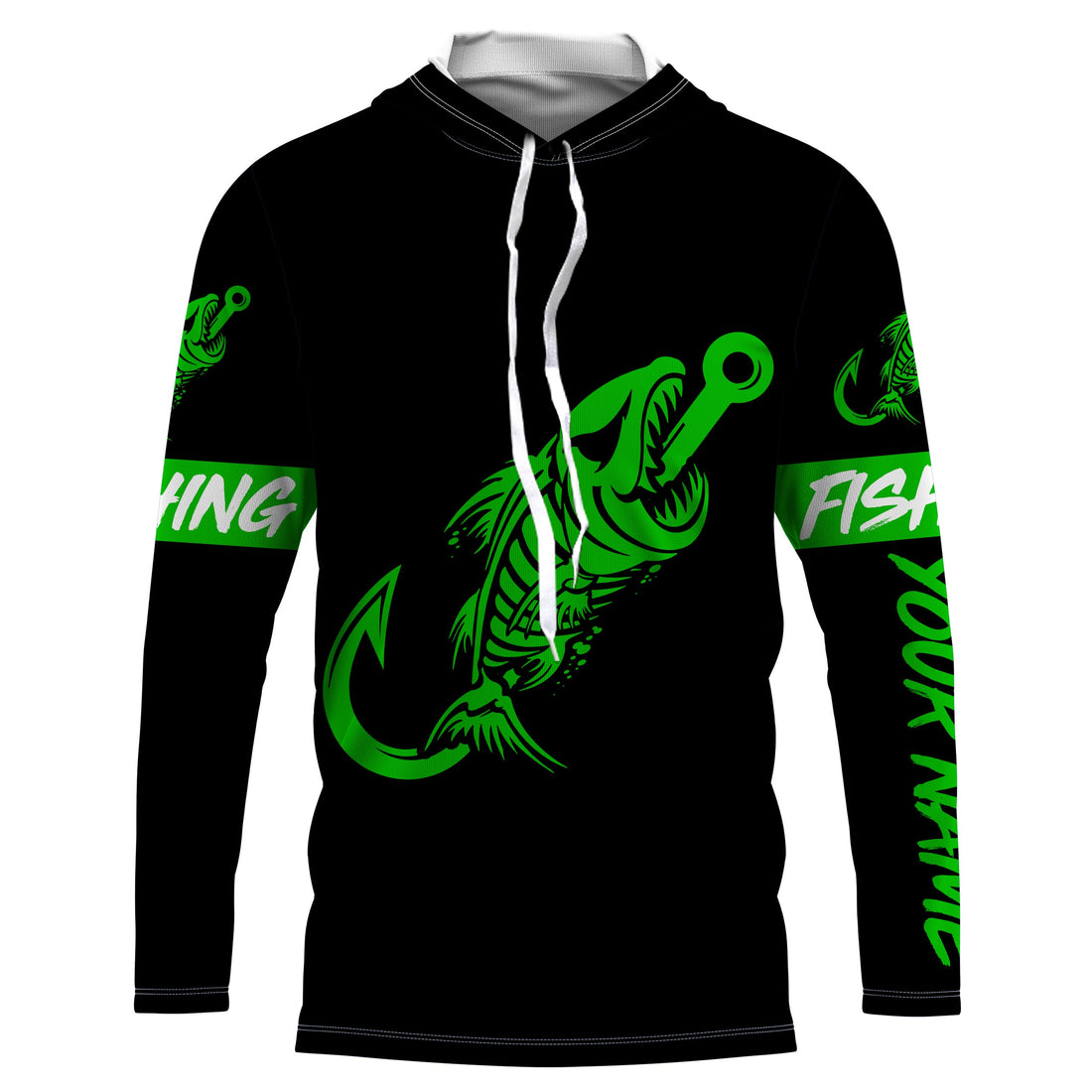 Customized green black Fish hook skull reaper sun protection performance long sleeve fishing NQS3550