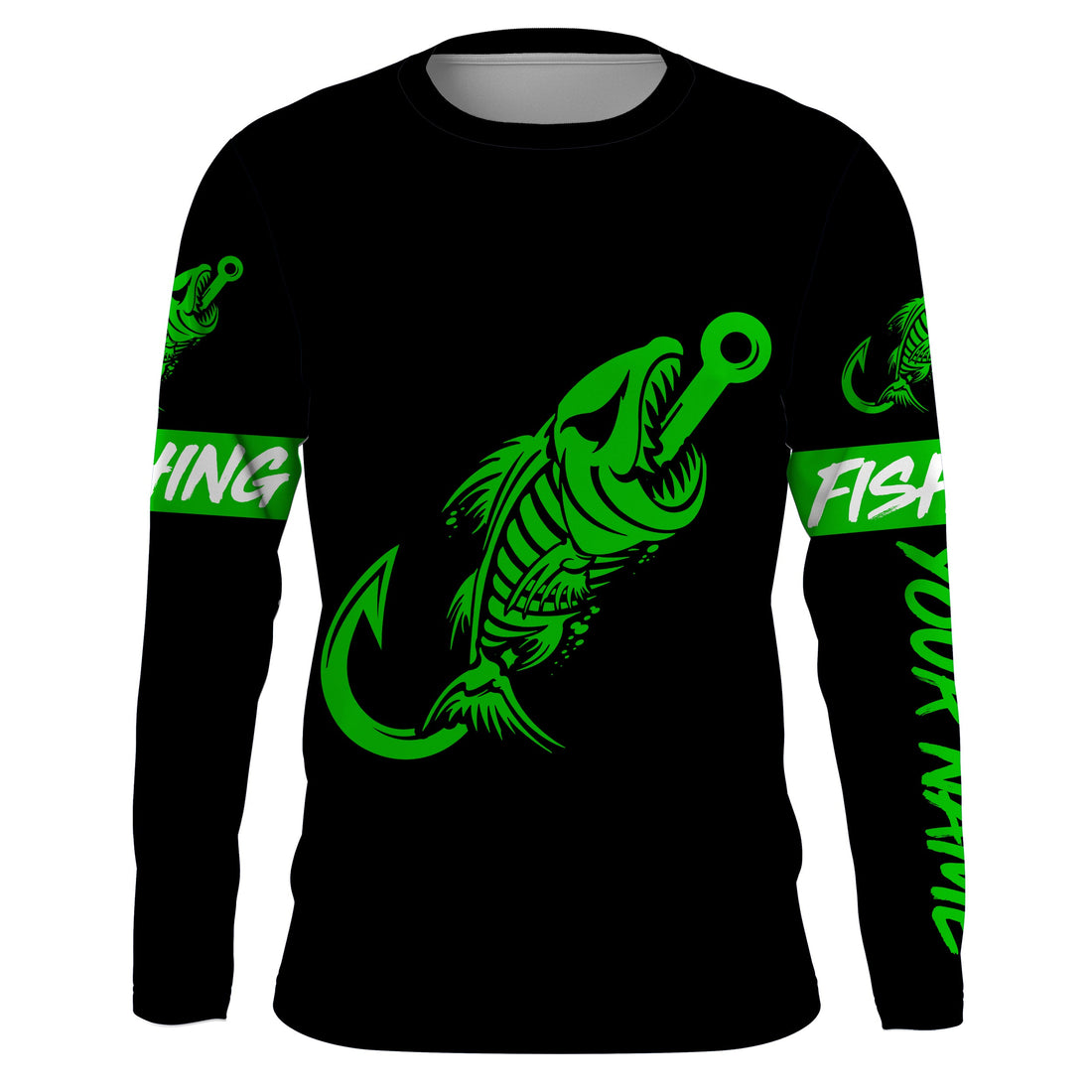 Customized green black Fish hook skull reaper sun protection performance long sleeve fishing NQS3550