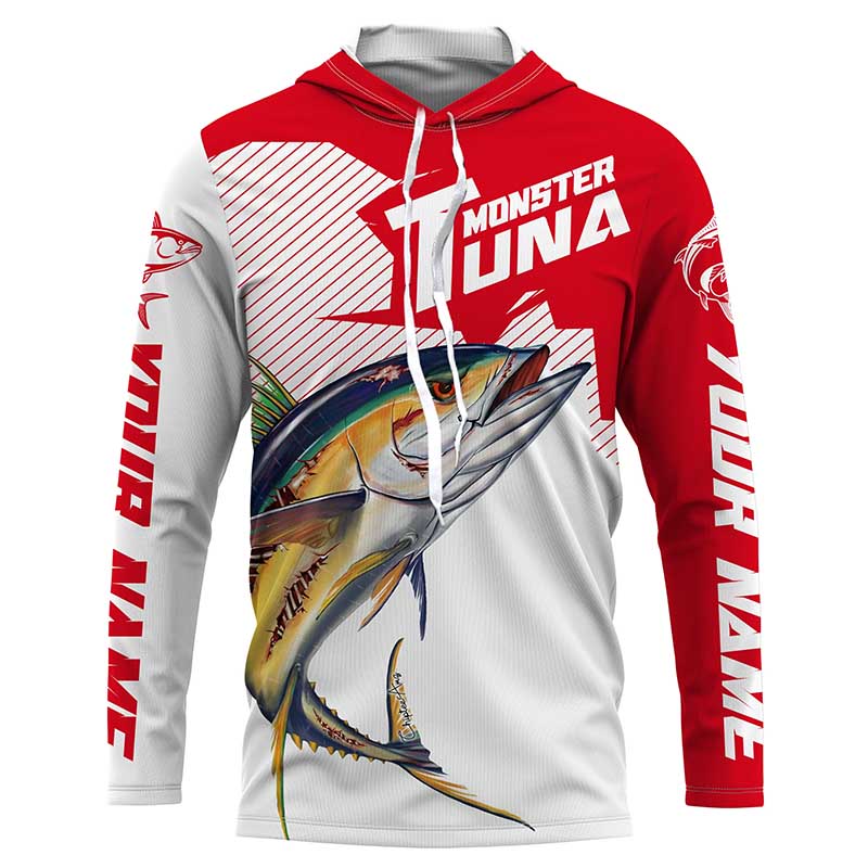 Monster Tuna Fishing, Yellowfin Tuna fish skull Custom Long sleeve Fishing | red