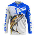 Monster Tuna Fishing, Yellowfin Tuna fish skull Custom Long sleeve Fishing | blue