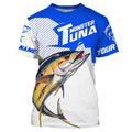 Monster Tuna Fishing, Yellowfin Tuna fish skull Custom Long sleeve Fishing | blue