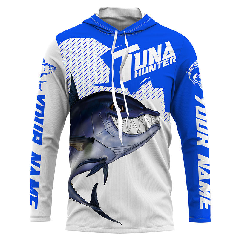 Bluefin Tuna hunter Fishing, Custom Angry Tuna Long sleeve performance Fishing |blue