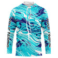 Custom Saltwater Long Sleeve Fishing Uv Protection, Sea Wave Camo Fishing