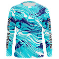 Custom Saltwater Long Sleeve Fishing Uv Protection, Sea Wave Camo Fishing