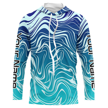 Blue Water Camo Custom Long Sleeve Performance Fishing, Sun Protection Fishing