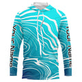 Custom Blue Water Camo Long Sleeve Performance Fishing, Women And Kids