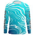 Custom Blue Water Camo Long Sleeve Performance Fishing, Women And Kids