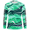 Green Water Waves Camo Custom Long Sleeve Performance Fishing Women, Fishing