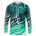 Green White Water Camo Custom Long Sleeve Tournament Fishing, Sun Protection Tournament