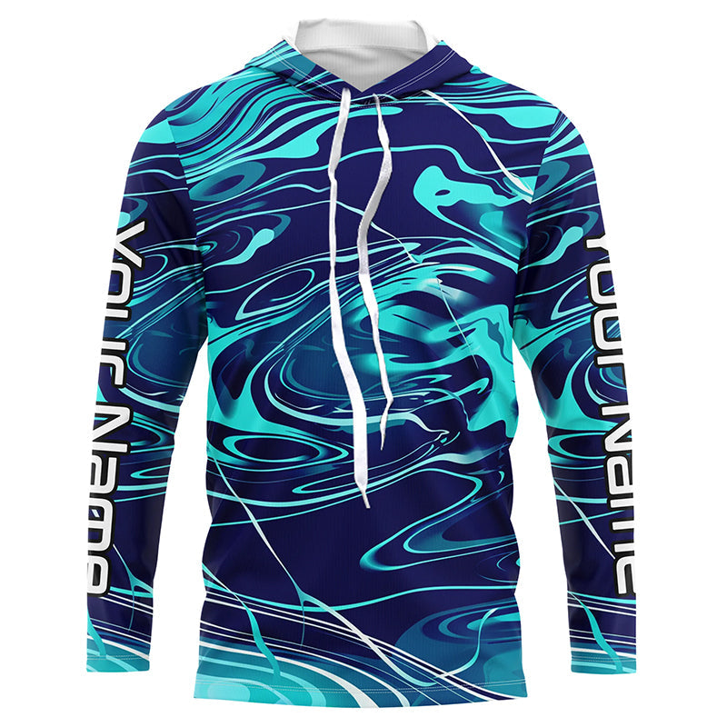 Custom Saltwater Long Sleeve Fishing Uv Protection, Sea Wave Camo Fishing