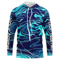 Custom Saltwater Long Sleeve Fishing Uv Protection, Sea Wave Camo Fishing