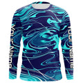 Custom Saltwater Long Sleeve Fishing Uv Protection, Sea Wave Camo Fishing