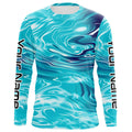 Blue Water Ripple Camo Custom Long Sleeve Performance Fishing, Uv Protection Fishing