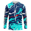 Red, White And Blue Camo Custom Long Sleeve Performance Fishing, Personalized Fishing