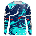 Red, White And Blue Camo Custom Long Sleeve Performance Fishing, Personalized Fishing