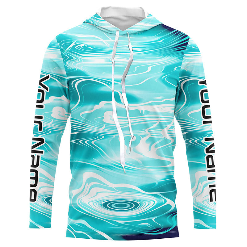 Blue Water Camo Custom Long Sleeve Performance Fishing, Sun Protection Fishing