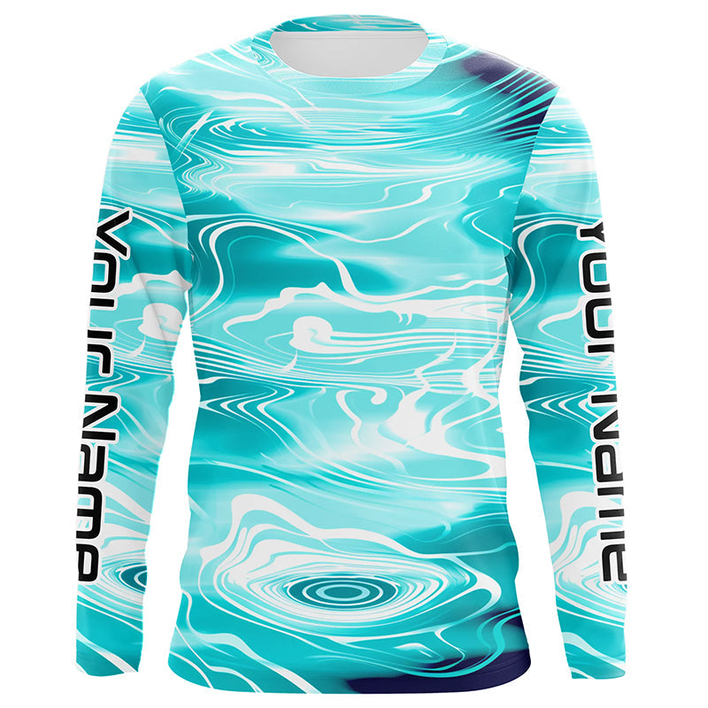 Blue Water Camo Custom Long Sleeve Performance Fishing, Sun Protection Fishing