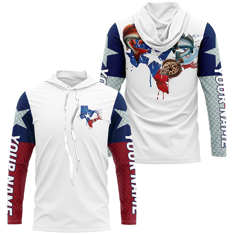 Custom Texas Slam Long Sleeve Fishing, Texas Trio Redfish, Trout, Flounder Fishing